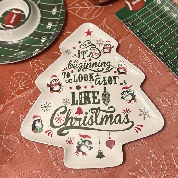 Christmas Tree Shaped Plate Penguin It’s Beginning to Look a lot like Christmas - Picture 3 of 16